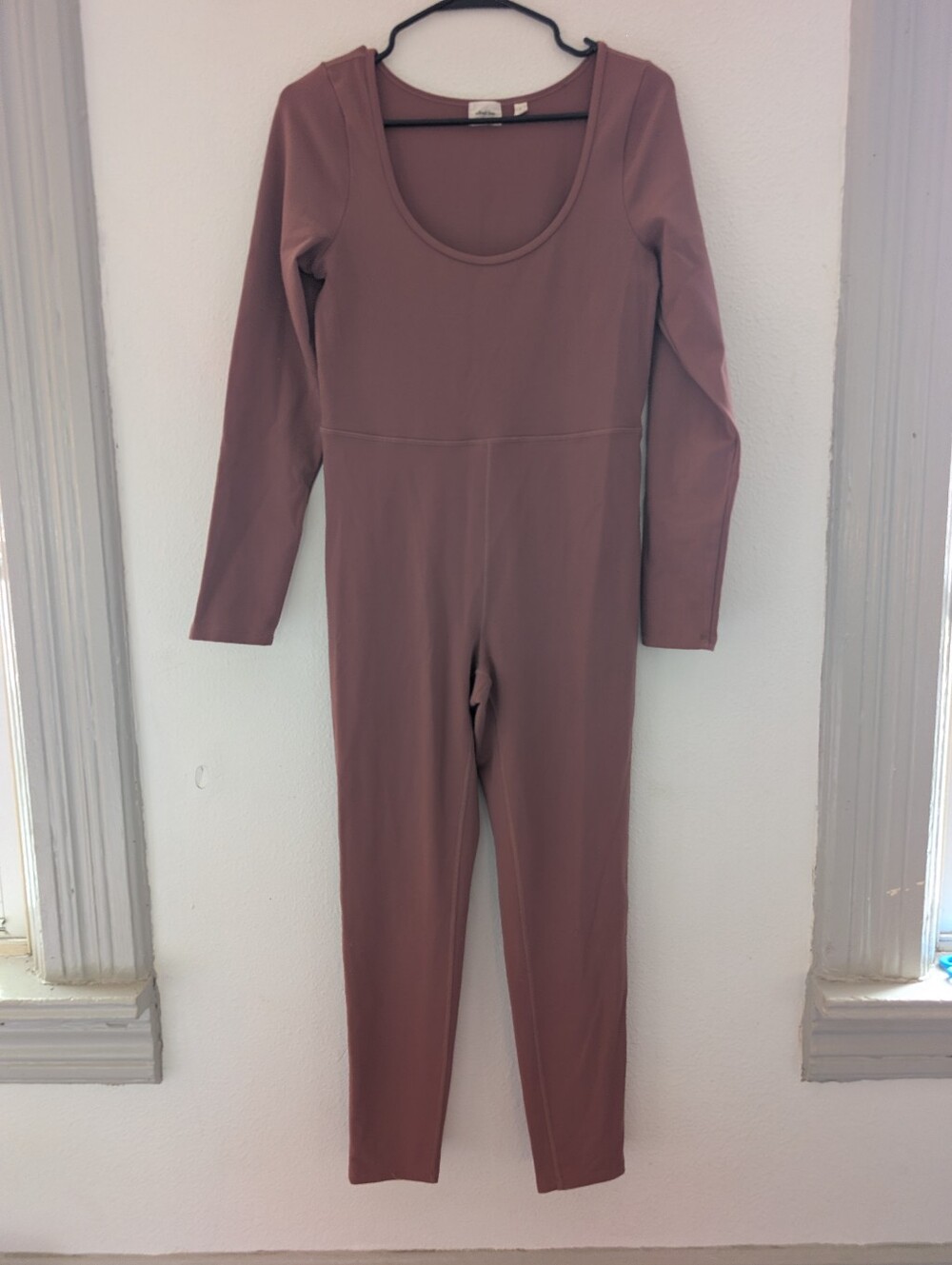 Wilfred Long Sleeve Scoop-Neck Jumpsuit in Dusty Rose